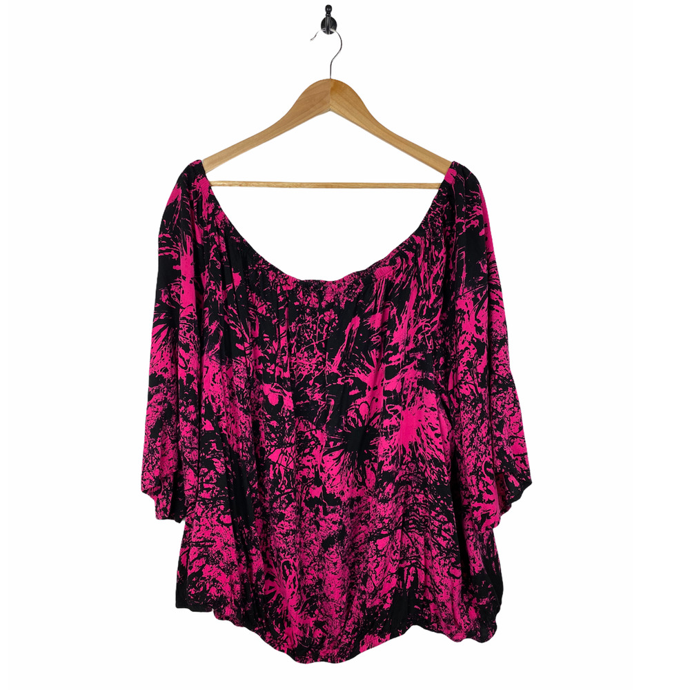 Lane Bryant Pink Black Pattern Blouse Size 26/28